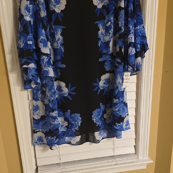 INC International Concepts Blue Floral Asymmetrical Dress - Picture 5 of 14